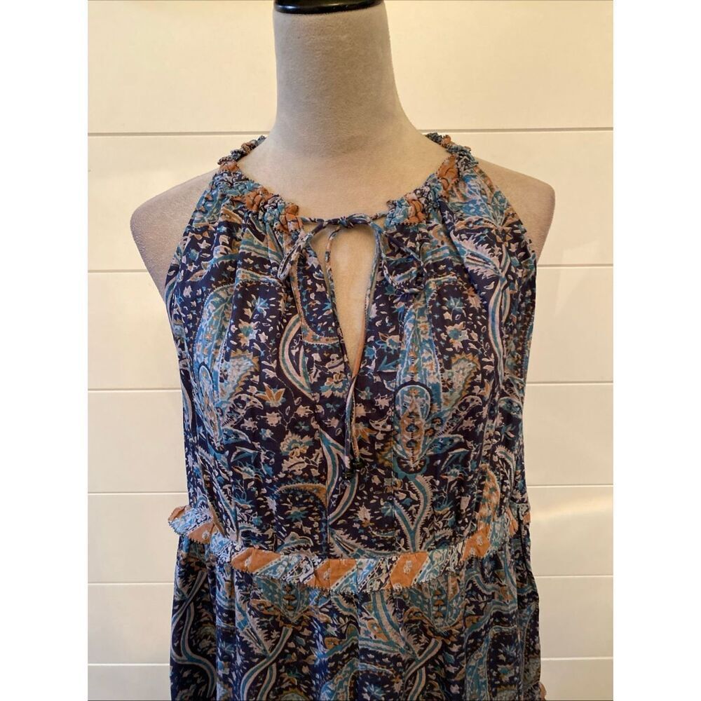 Caroline Constas Blue Paisley Halter Cotton Long Boho Maxi Dress M NWT/002 - Picture 3 of 13